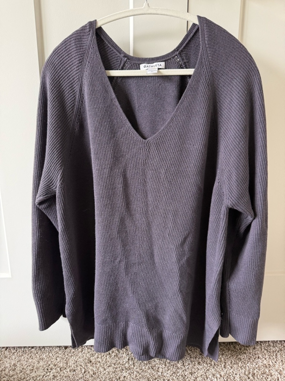 Athleta Hanover V-Neck Ribbed Sweater - Dusty Purple